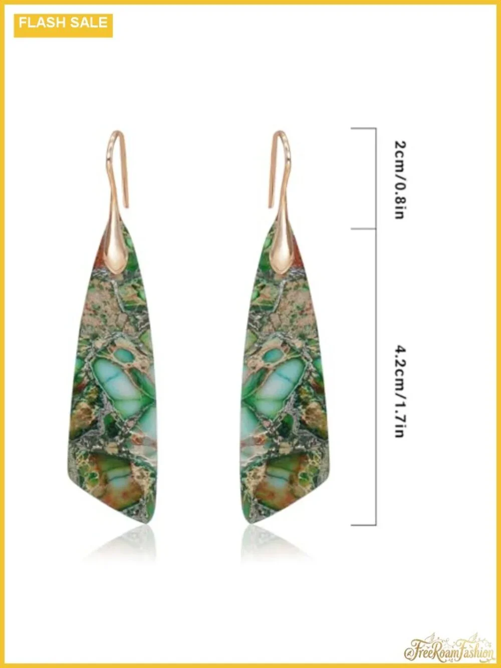 Natural Stone Triangle Dangle Drop Earrings Boho Women's Lightweight